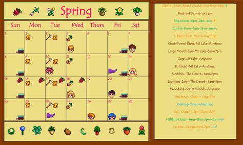 Stardew Valley Spring Calendar